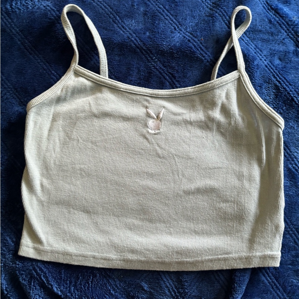 Size M bluish/gray Playboy crop top
